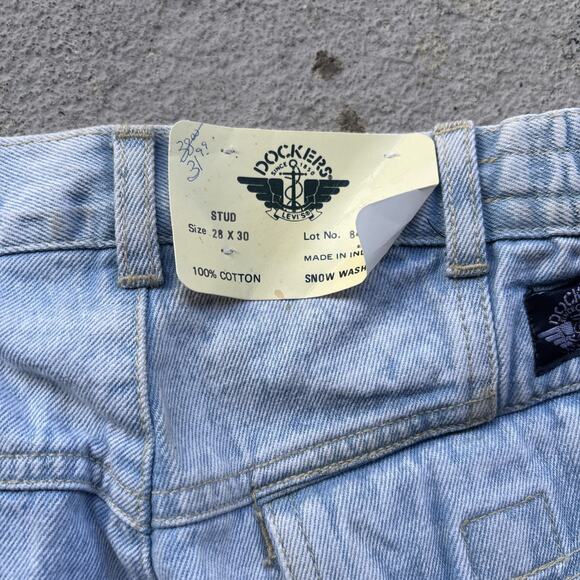 Deadstock 90s Dockers Jeans 28x30 Pleated Denim Levi’s Baggy Acid Wash Vintage - Picture 13 of 14